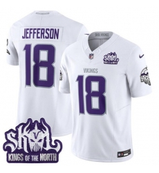 Men's Minnesota Vikings #18 Justin Jefferson White 2025 F.U.S.E. Winter Warrior Skol Vapor Limited Football Stitched Jersey