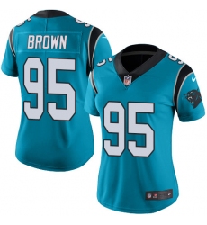 Women's Carolina Panthers #95 Derrick Brown Blue Stitched NFL Limited Rush Jersey