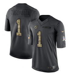 Men's Miami Dolphins #1 Tua Tagovailoa Black Stitched Limited 2016 Salute to Service Jersey Men's Miami Dolphins #1 Tua Tagovailoa Black Stitched Limited 2016 Salute to Service Jersey