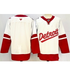 Men's Detroit Red Wings Blank White Red 2024-25 Stitched Jersey