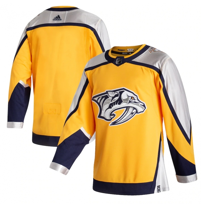 Men's Nashville Predators adidas Blank Yellow 2020-21 Reverse Retro Authentic Jersey