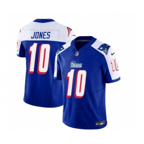 Men's Nike New England Patriots #10 Mac Jones Blue White 2023 F.U.S.E. Vapor Limited Football Stitched Jersey Men's Nike New England Patriots #10 Mac Jones Blue White 2023 F.U.S.E. Vapor Limited Football Stitched Jersey