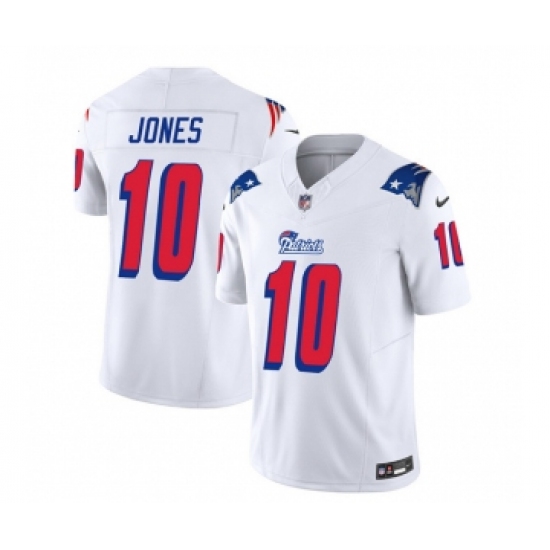 Men's Nike New England Patriots #10 Mac Jones White 2023 F.U.S.E. Vapor Limited Football Stitched Jersey Men's Nike New England Patriots #10 Mac Jones White 2023 F.U.S.E. Vapor Limited Football Stitched Jersey