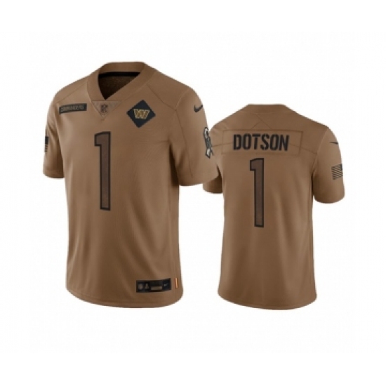 Men's Nike Washington Commanders #1 Jahan Dotson 2023 Brown Salute To Service Limited Football Stitched Jersey Men's Nike Washington Commanders #1 Jahan Dotson 2023 Brown Salute To Service Limited Football Stitched Jersey