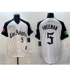 Men's Los Angeles Dodgers #5 Freddie Freeman White Black Mexico 2025 LA Gothic Style With Fernando Vapor Premier Limited Stitched Baseball Jersey