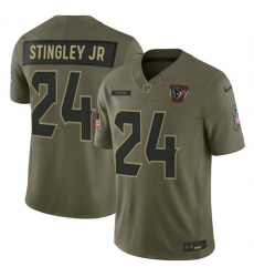 Men's Houston Texans #24 Derek Stingley Jr. Olive 2025 F.U.S.E. Salute to Service Limited Football Stitched Jersey