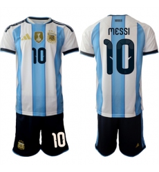 Men's Argentina #10 Lionel Messi National Team FIFA x World Cup 2026 Home White On Field Jersey