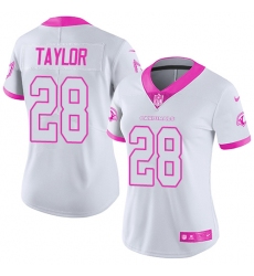 Women's Nike Arizona Cardinals #28 Jamar Taylor Limited White Pink Rush Fashion NFL Jersey