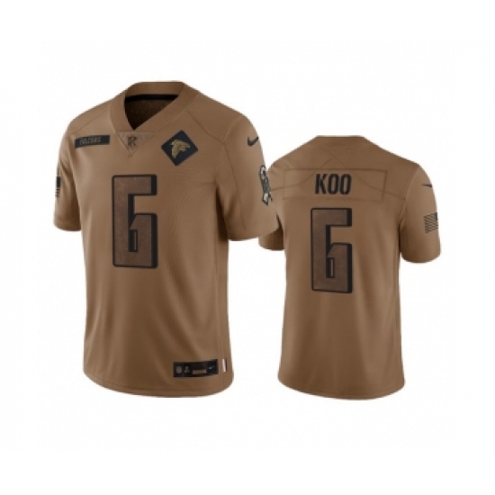 Men's Nike Atlanta Falcons #6 Younghoe Koo 2023 Brown Salute To Setvice Limited Football Stitched Jersey Men's Nike Atlanta Falcons #6 Younghoe Koo 2023 Brown Salute To Setvice Limited Football Stitched Jersey