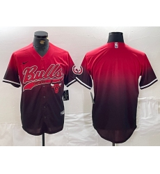 Men's Chicago Bulls Blank Red Black Stitched Baseball Jersey
