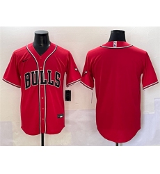 Men's Chicago Bulls Blank Red Cool Base Stitched Baseball Jersey
