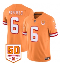 Men's Tampa Bay Buccaneers #6 Baker Mayfield Orange 2025 F.U.S.E. 50th Anniversary Vapor Untouchable Limited Football Stitched Jersey