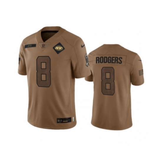 Men's Nike New York Jets #8 Aaron Rodgers 2023 Brown Salute To Service Limited Football Stitched Jersey Men's Nike New York Jets #8 Aaron Rodgers 2023 Brown Salute To Service Limited Football Stitched Jersey