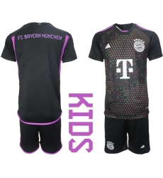 kids Bayern Munich Blank 2023-24 Black Away Soccer Jersey