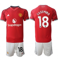 Men's Manchester United #18 Casemiro2025-26 Red Home Soccer Jersey Suit