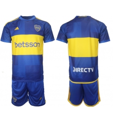 Men's Boca Juniors Blank Blue Stripe 2023-24 Home Soccer Jersey