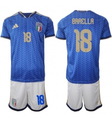 Men's Italy #18 BARELLA National Team FIFA x World Cup 2026 Home Blue On Field Jerseys