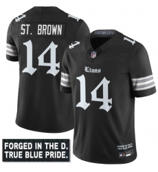 Men's Detroit Lions #14 Amon-Ra St. Brown Black F.U.S.E. 'Gothic Motor City Edition' Vapor Limited Football Stitched Jersey