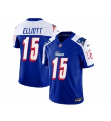 Men's Nike New England Patriots #15 Ezekiel Elliott Blue White 2023 F.U.S.E. Vapor Limited Football Stitched Jersey Men's Nike New England Patriots #15 Ezekiel Elliott Blue White 2023 F.U.S.E. Vapor Limited Football Stitched Jersey