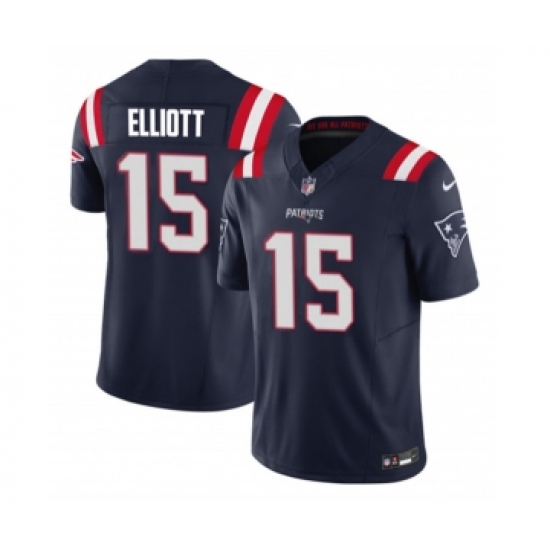 Men's Nike New England Patriots #15 Ezekiel Elliott Navy 2023 F.U.S.E. Vapor Limited Football Stitched Jersey Men's Nike New England Patriots #15 Ezekiel Elliott Navy 2023 F.U.S.E. Vapor Limited Football Stitched Jersey
