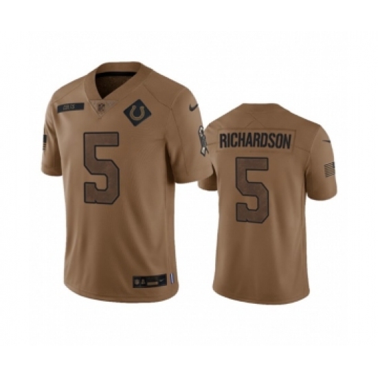 Men's Nike Indianapolis Colts #5 Anthony Richardson 2023 Brown Salute To Sertvice Limited Football Stitched Jersey Men's Nike Indianapolis Colts #5 Anthony Richardson 2023 Brown Salute To Sertvice Limited Football Stitched Jersey
