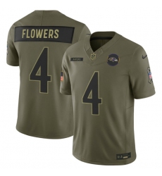 Men's Baltimore Ravens #4 Zay Flowers Olive 2025 Salute to Service Limited Football Stitched Jersey