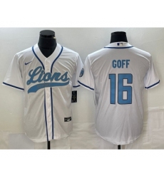 Men's Nike Detroit Lions #16 Jared Goff White Cool Base Stitched Baseball Jersey Men's Nike Detroit Lions #16 Jared Goff White Cool Base Stitched Baseball Jersey