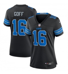 Women's Detroit Lions #16 Jared Goff Black 2nd Alternate Stitched Jersey(Run Smaller) Women's Detroit Lions #16 Jared Goff Black 2nd Alternate Stitched Jersey(Run Smaller)