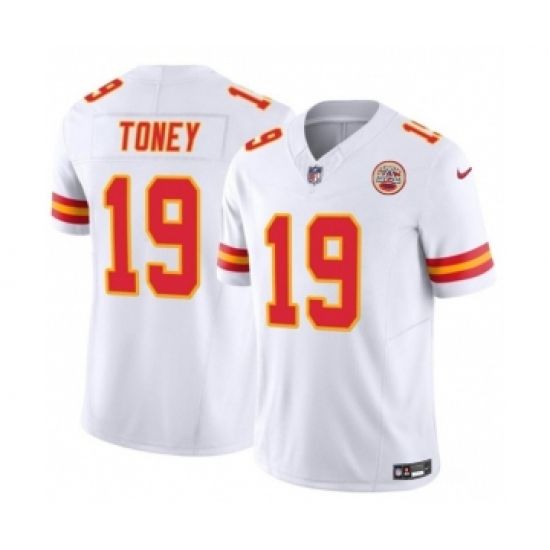 Men's Nike Kansas City Chiefs #19 Kadarius Toney White 2023 F.U.S.E. Vapor Untouchable Limited Football Stitched Jersey Men's Nike Kansas City Chiefs #19 Kadarius Toney White 2023 F.U.S.E. Vapor Untouchable Limited Football Stitched Jersey