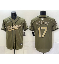 Men's Los Angeles Dodgers #17 Shohei Ohtani Olive 2026 Armed Forces Day Stitched Baseball Jersey