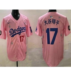 Men's Los Angeles Dodgers #17 Shohei Ohtani Pink Japanese 2025 Tokyo Series Limited Jersey