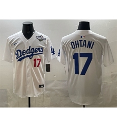 Men's Los Angeles Dodgers #17 Shohei Ohtani White 2025 World Series Home Limited Stitched Baseball Jersey