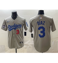 Men's Los Angeles Dodgers #3 Edwin Díaz Grey With 2025 World Series Champions Limited Stitched Baseball Jersey
