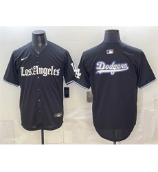 Mens Los Angeles Dodgers Team Big Logo Black 'Gothic Edition' Vapor Premier Limited Stitched Baseball Jersey
