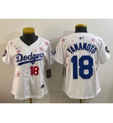 Women's Los Angeles Dodgers #18 Yoshinobu Yamamoto White 2025 Tokyo Series Limited Stitched Baseball Jersey