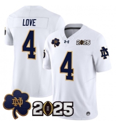 Men's Notre Dame Fighting Irish #4 Jeremiyah Love White F.U.S.E. 2025 CFP Final Jersey