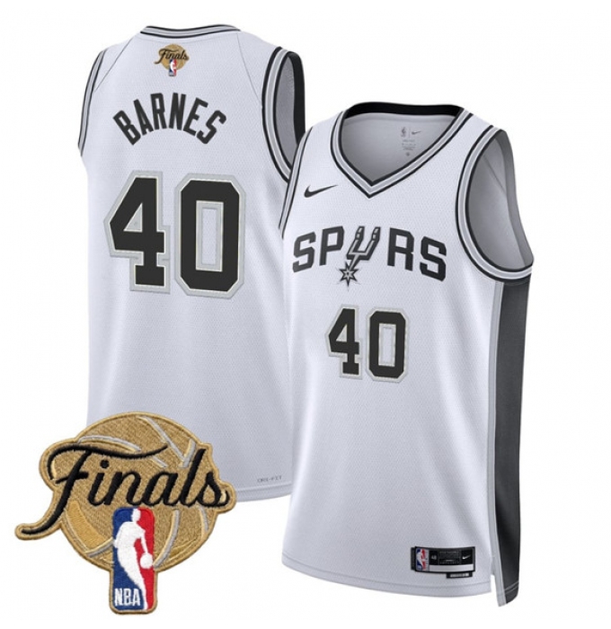 Men's San Antonio Spurs #40 Harrison Barnes White 2026 Finals Association Edition Stitched Basketball Jersey