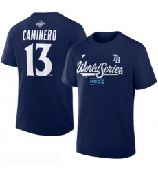 Men's Tampa Bay Rays #13 Junior Caminero Navy 2026 World Series Big & Tall Name & Number T-Shirt