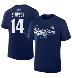 Men's Tampa Bay Rays #14 Chandler Simpson Navy 2026 World Series Name & Number T-Shirt