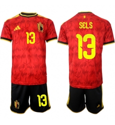 Men's Belgium #13 SELS National Team FIFA x World Cup 2026 Home Red On Field Jersey