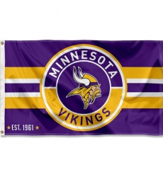 2Pcs WinCraft Minnesota Vikings Patch Button Circle Logo Flag Large 3x5 Banner