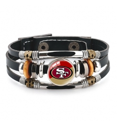 San Francisco 49ers NFL Pro football team jewel cowhide bracelet leather hand jewelry