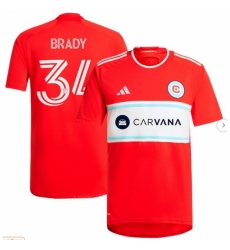Men's Chicago Fire Chris Brady adidas Red 2024 Return To Red Replica Player Jersey