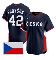 Men's Czech Republic Baseball #42 Daniel Padyk Nike Navy 2026 World Baseball Classic Jersey