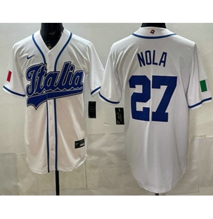Men's Italy #27 Aaron Nola White 2026 World Baseball Classic Cool Base Jersey