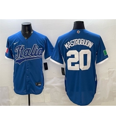 Men's Italy Baseball #20 Miles Mastrobuoni Blue 2026 World Baseball Classic Home Stadium Stitched Jersey