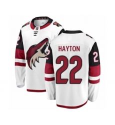 Men's Arizona Coyotes #22 Barrett Hayton Authentic White Away Fanatics Branded Breakaway NHL Jersey