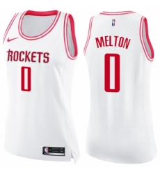 Women's Nike Houston Rockets #0 De'Anthony Melton Swingman White Pink Fashion NBA Jersey