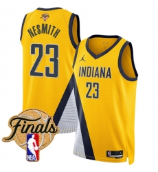 Men's Indiana Pacers #23 Aaron Nesmith Yellow 2025 Finals Statement Edition Stitched Basketball Jersey