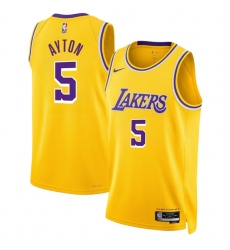 Men's Los Angeles Lakers #5 Deandre Ayton Yellow Icon Edition Stitched Basketball Jersey